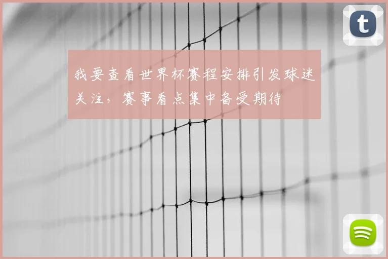 我要查看世界杯赛程安排引发球迷关注，赛事看点集中备受期待